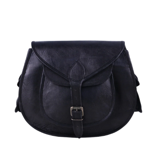 Noir Crescent Vintage Leather Bag