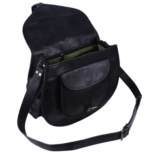 Noir Crescent Vintage Leather Bag