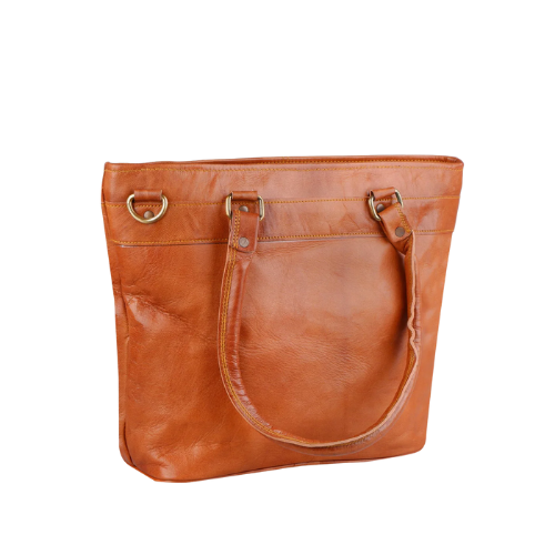 Sunset Ember Leather Tote