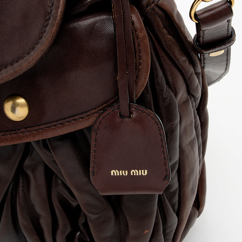 Miu Miu Calfskin Lux Matelasse Coffer Shoulder Bag (SHF-14874)