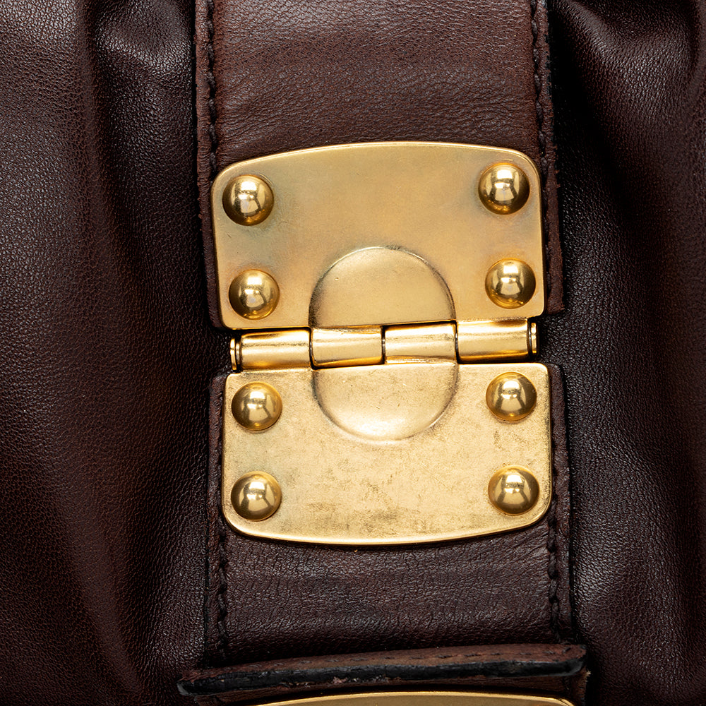 Miu Miu Calfskin Lux Matelasse Coffer Shoulder Bag (SHF-14874)