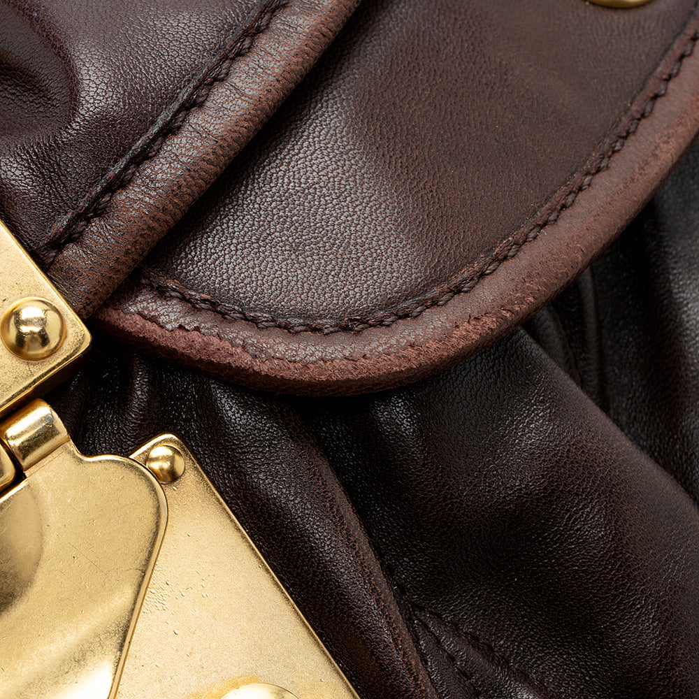Miu Miu Calfskin Lux Matelasse Coffer Shoulder Bag (SHF-14874)