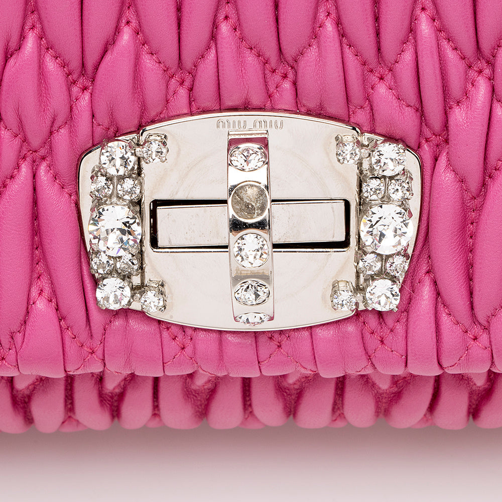 Miu Miu Matelasse Crystal Flap Shoulder Bag (SHF-17809)