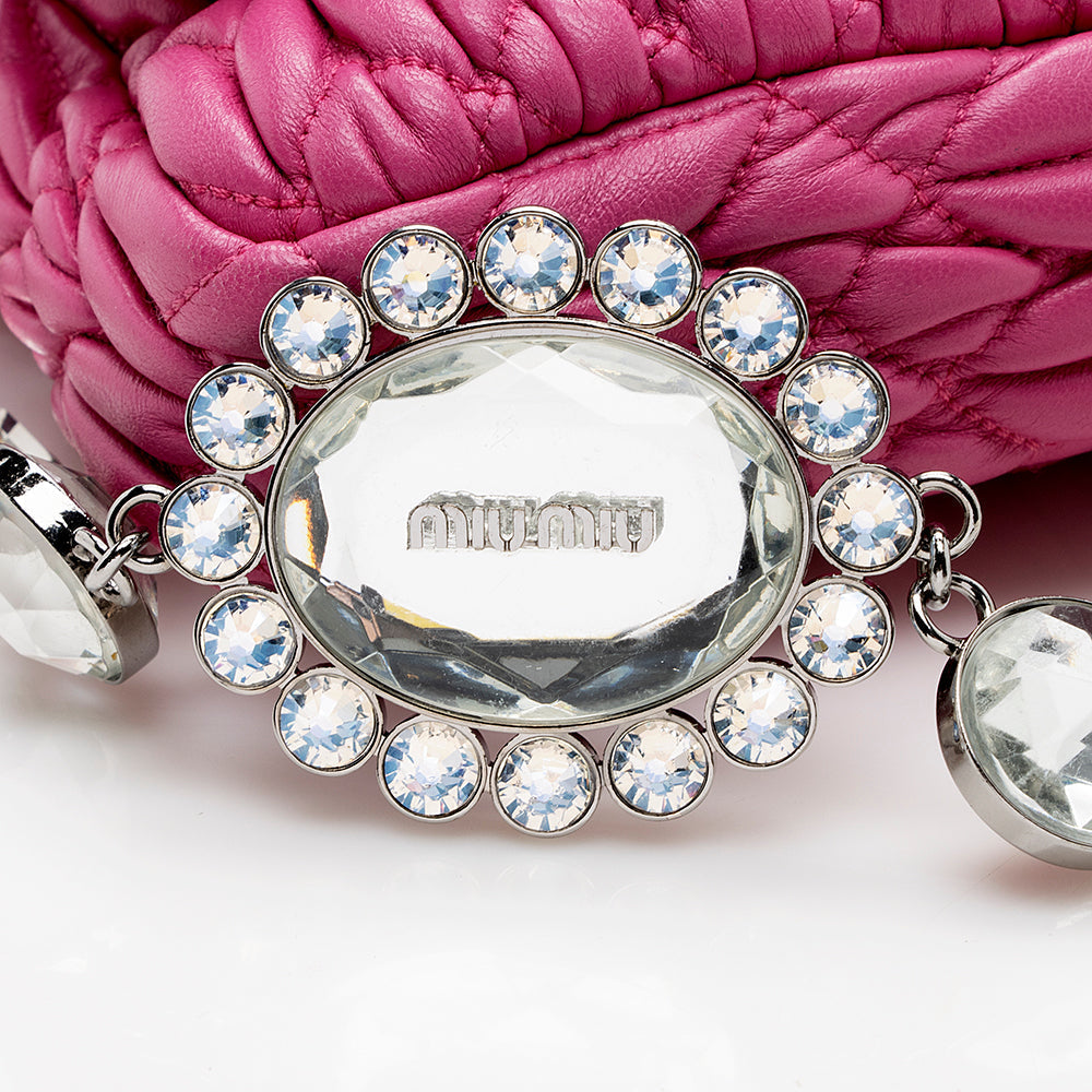 Miu Miu Matelasse Crystal Flap Shoulder Bag (SHF-17809)
