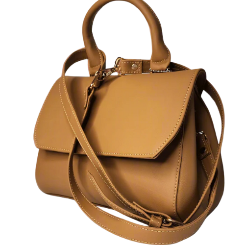 Caramel Leather Top-Handle Bag