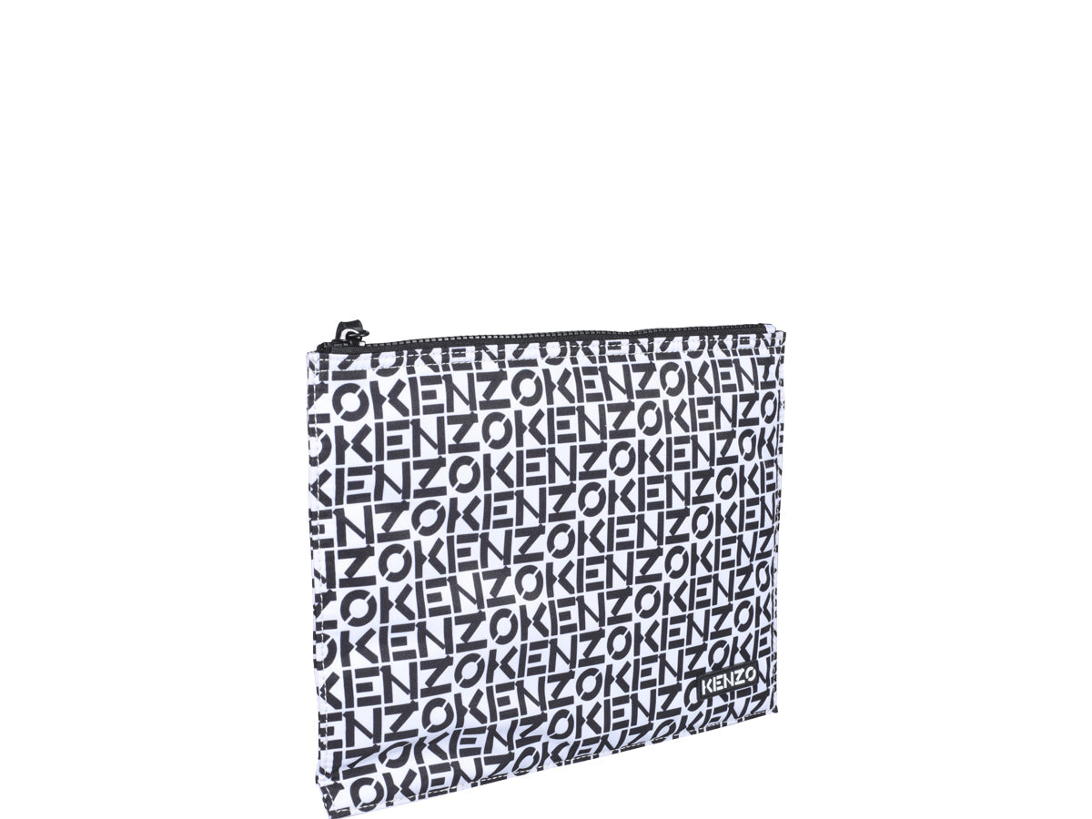 Kenzo Allover Logo Printed Zipped Large Clutch Bag