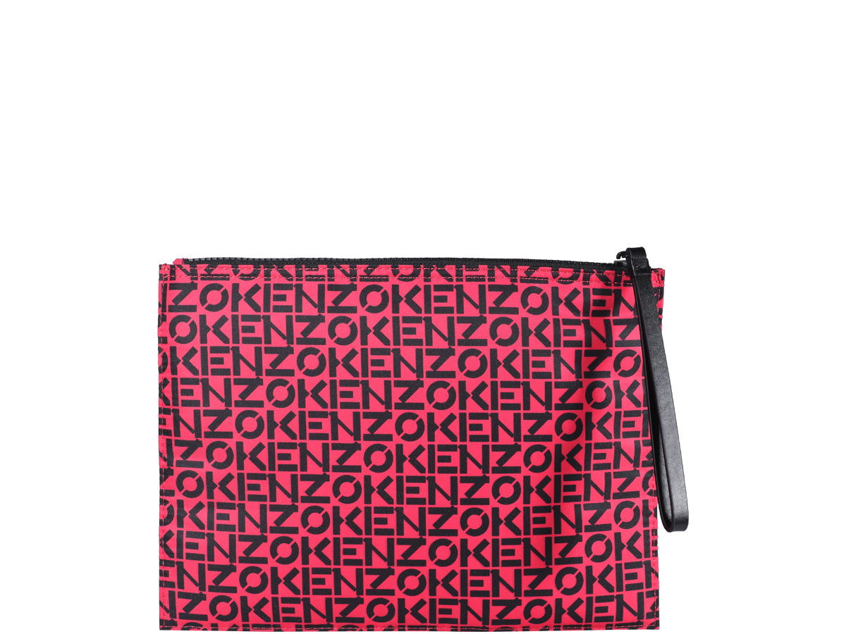 Kenzo Allover Logo Printed Zipped Large Clutch Bag