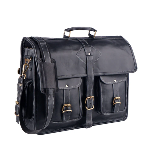 Onyx Heritage Leather Messenger Bag