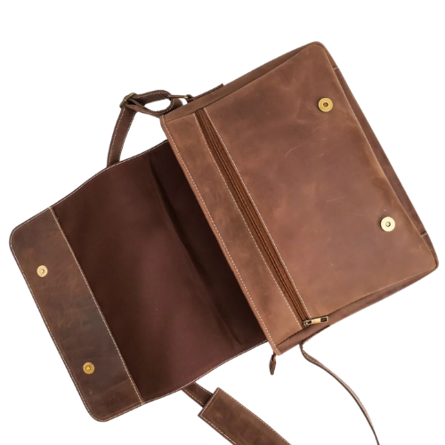 Vintage Brown Leather Messenger Bag