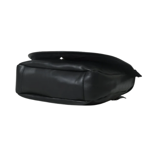 Sleek Black Faux Leather Crossbody Bag