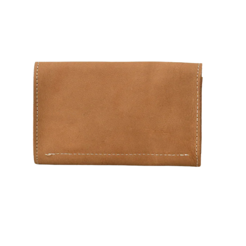 Slim Tan Leather Trifold Wallet for Women