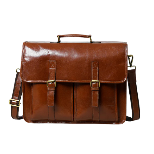 Cognac Executive Leather Messenger Bag