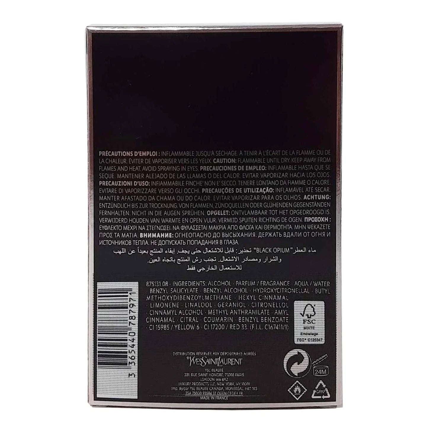 Black Opium by Yves Saint Laurent Eau De Perfumes Spray 3 oz for Female