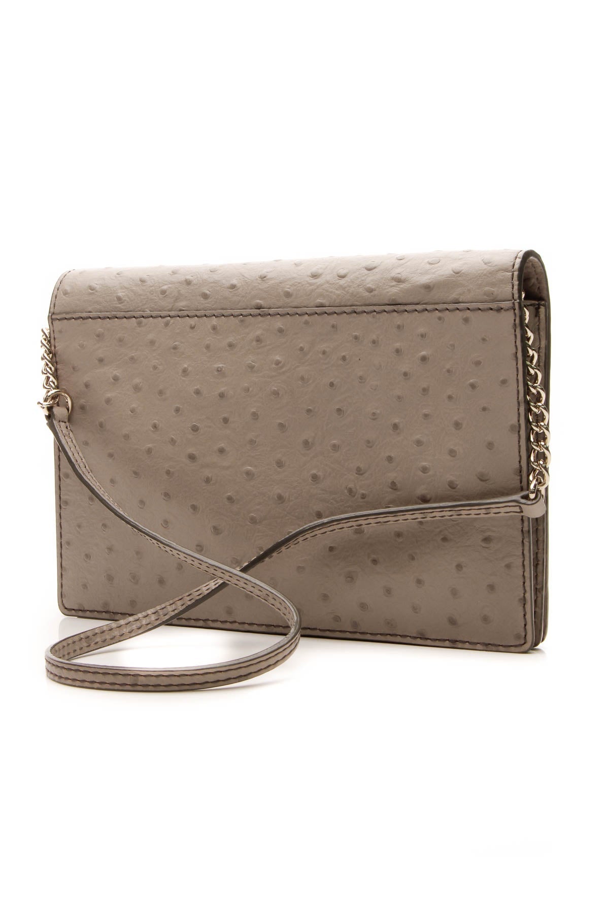 Embossed Ostrich Shoulder Bag - Taupe