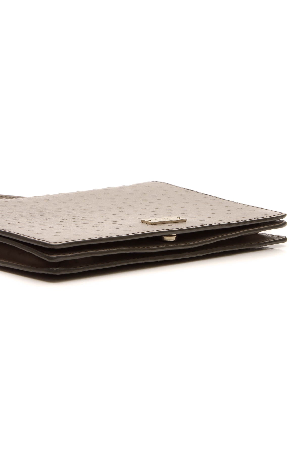 Embossed Ostrich Shoulder Bag - Taupe