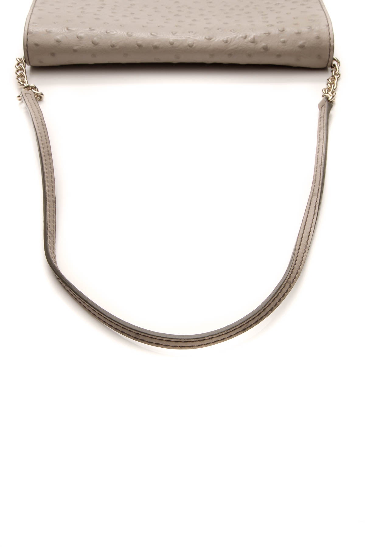 Embossed Ostrich Shoulder Bag - Taupe