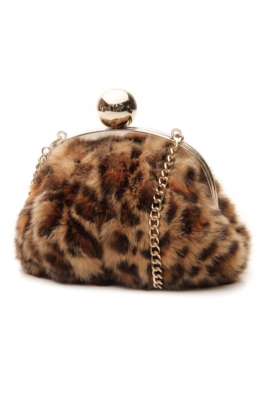Leopard Small Evening Bag - Brown