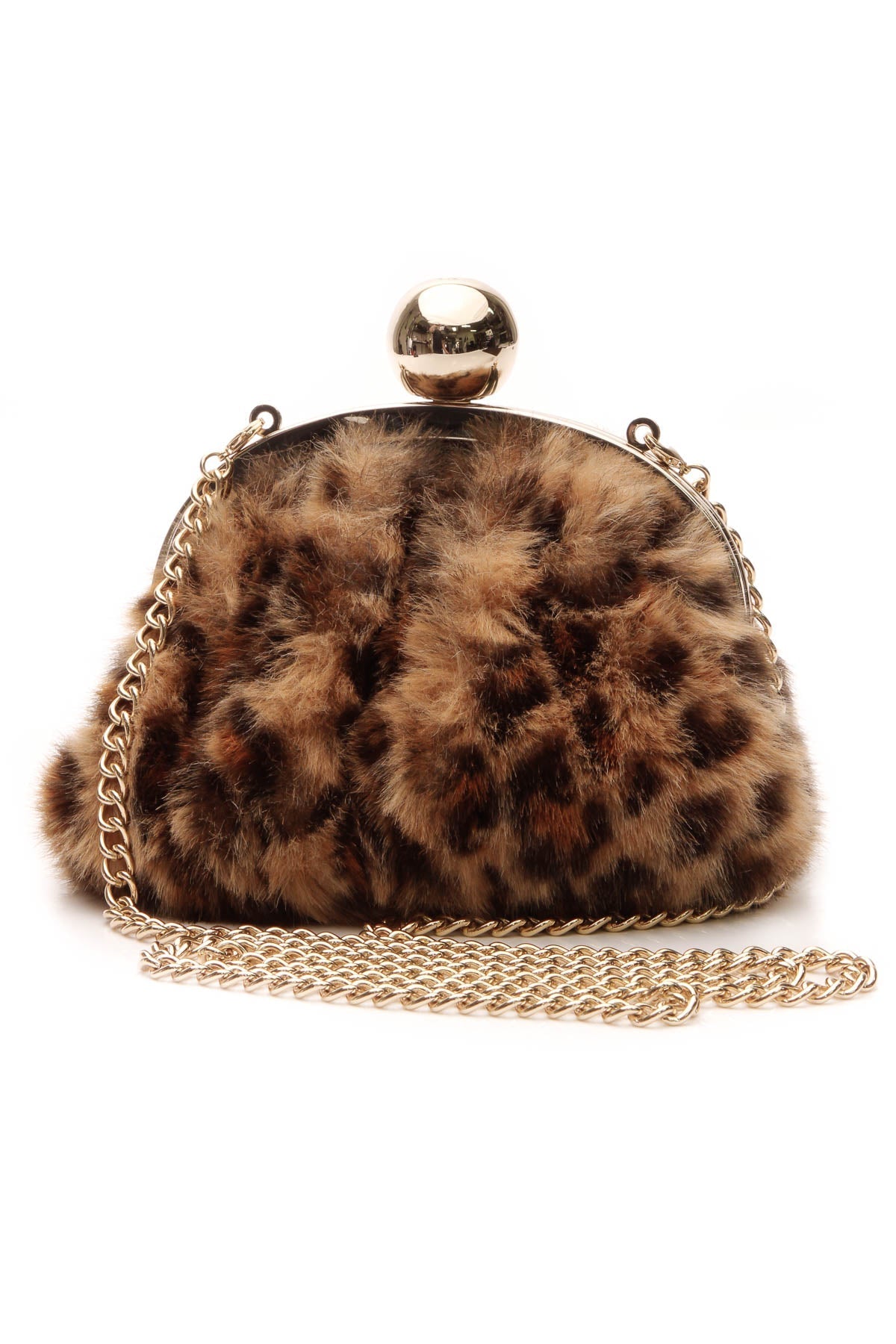 Leopard Small Evening Bag - Brown