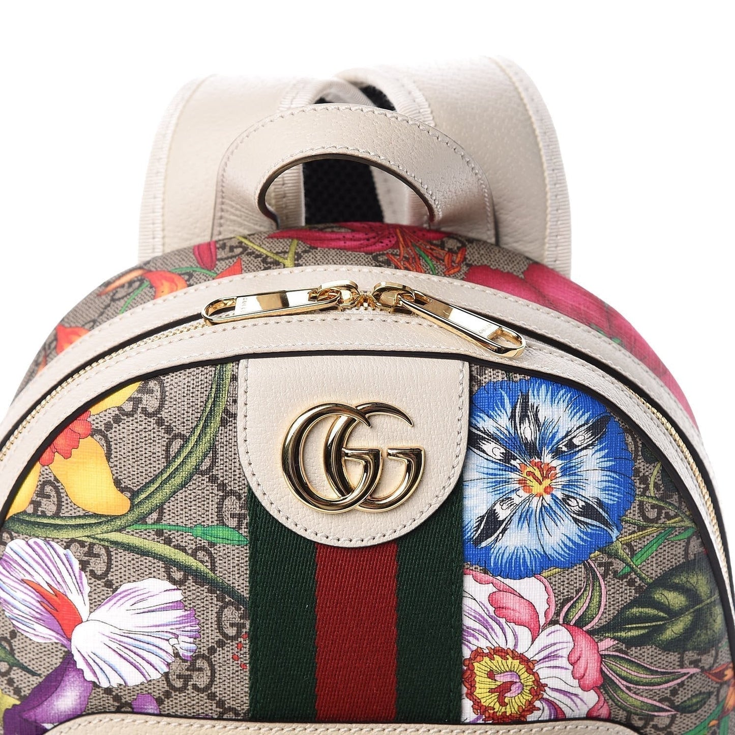 Gucci Ophidia White GG Supreme Monogram Flora Web Small Day Backpack