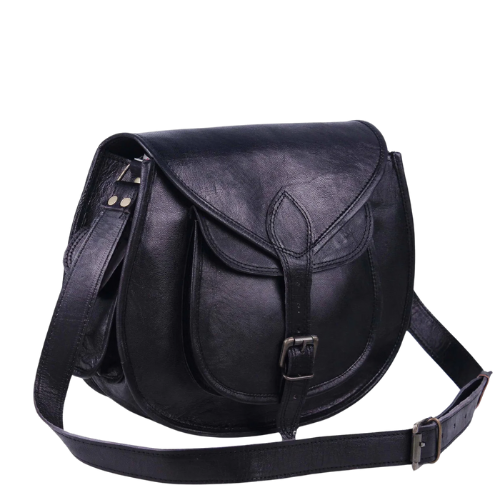 Noir Crescent Vintage Leather Bag
