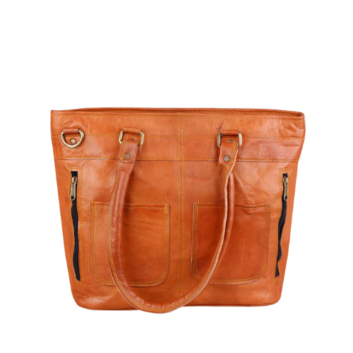 Sunset Ember Leather Tote