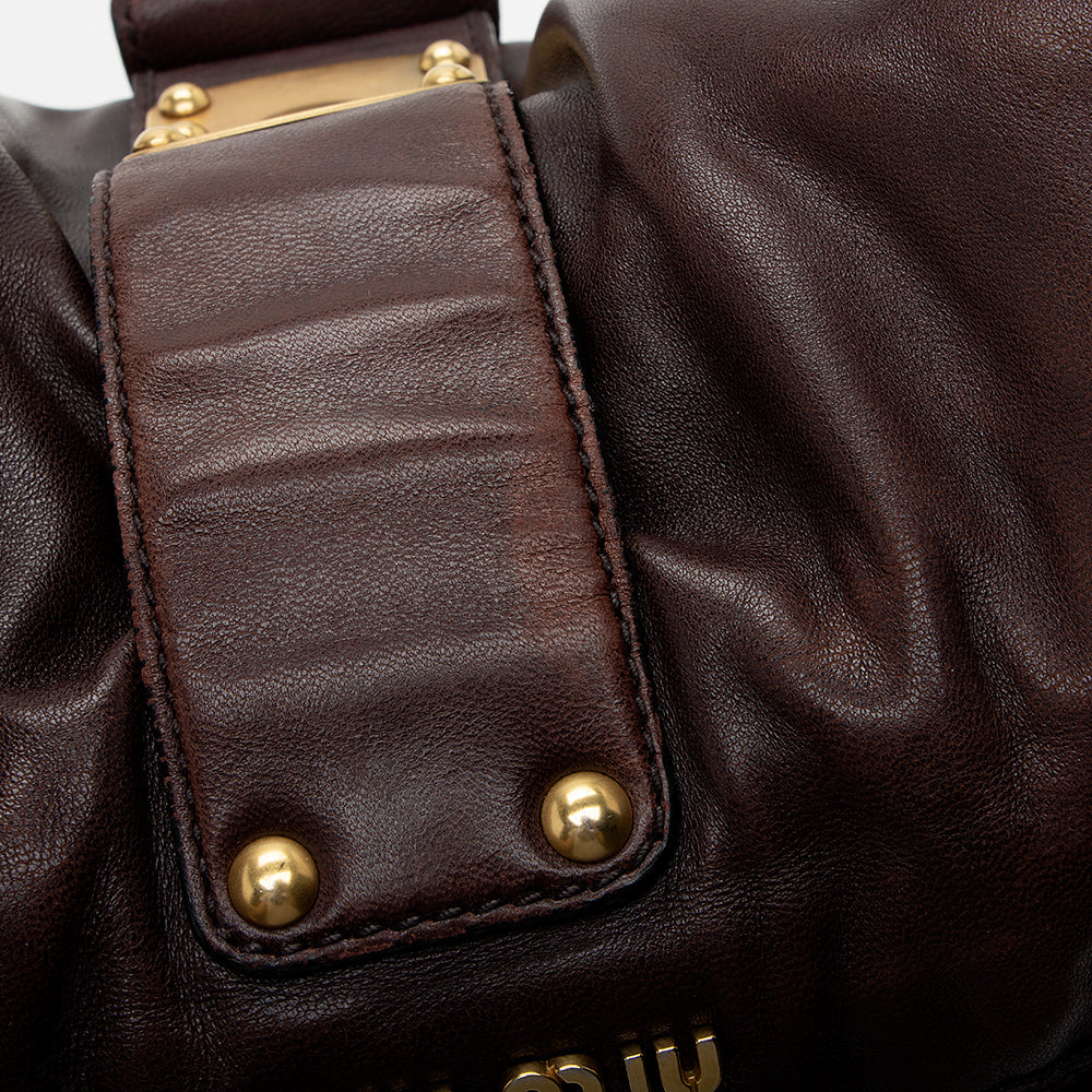 Miu Miu Calfskin Lux Matelasse Coffer Shoulder Bag (SHF-14874)