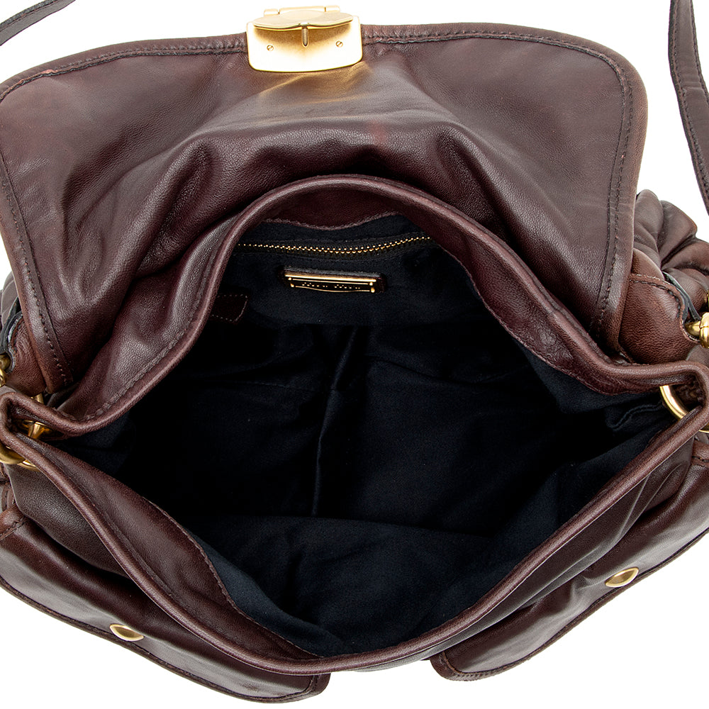 Miu Miu Calfskin Lux Matelasse Coffer Shoulder Bag (SHF-14874)