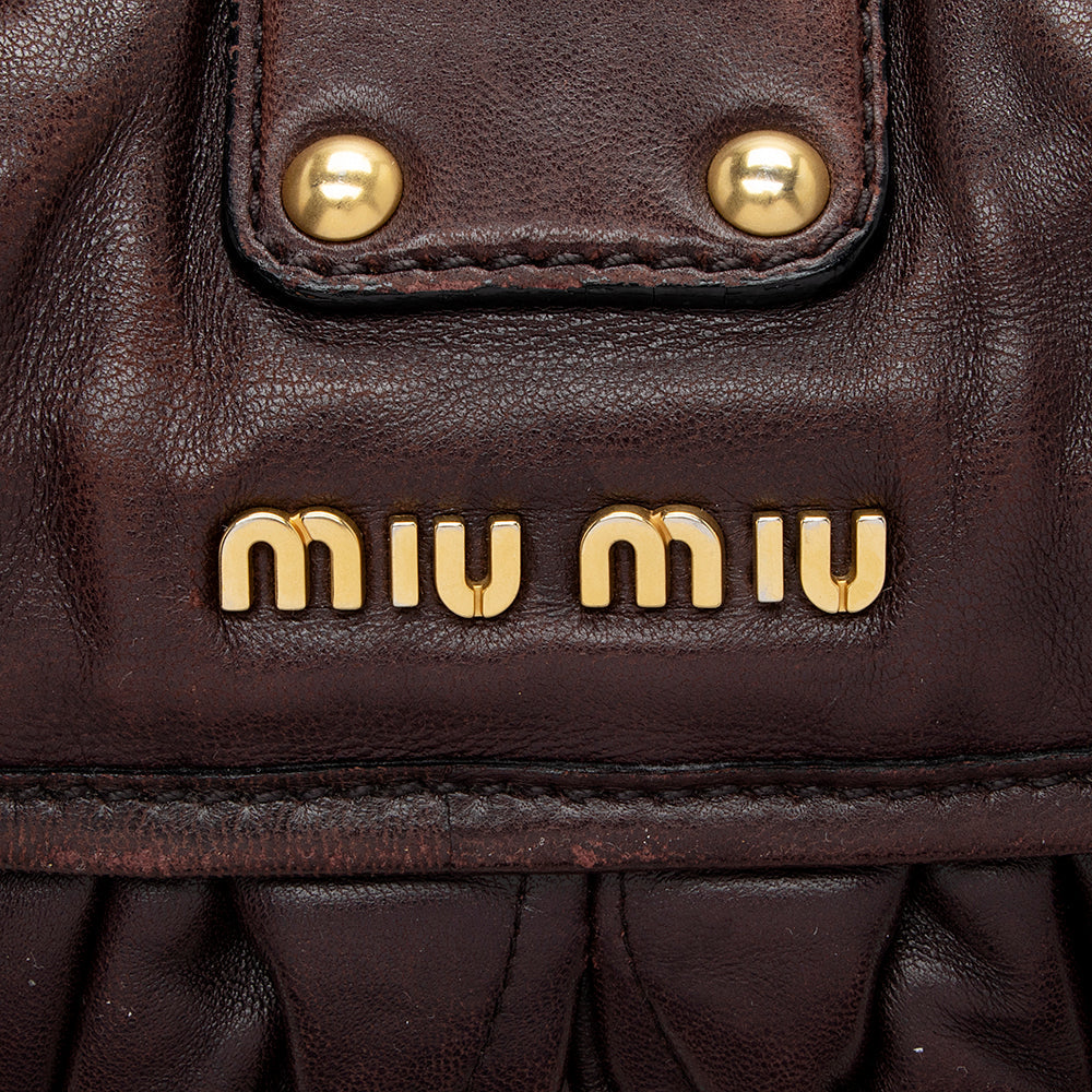 Miu Miu Calfskin Lux Matelasse Coffer Shoulder Bag (SHF-14874)
