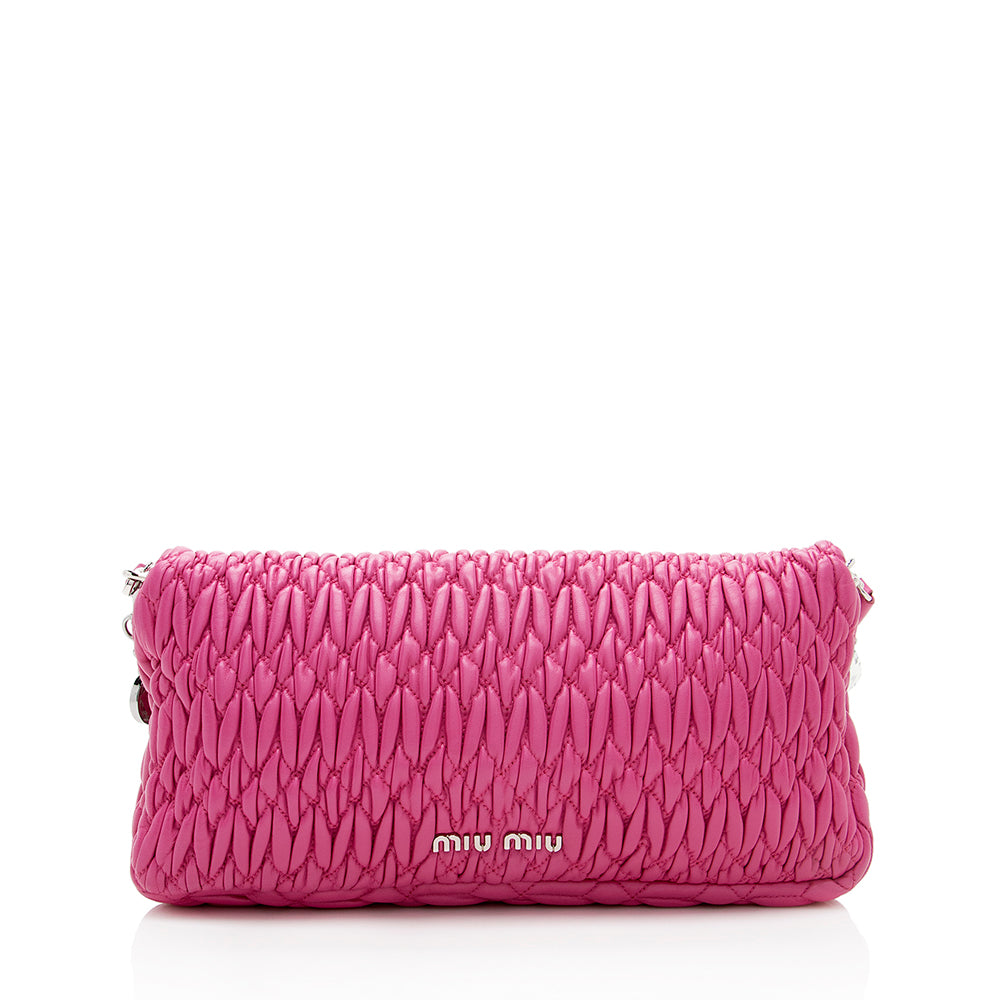 Miu Miu Matelasse Crystal Flap Shoulder Bag (SHF-17809)