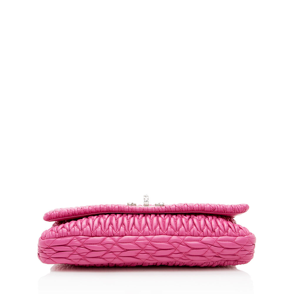 Miu Miu Matelasse Crystal Flap Shoulder Bag (SHF-17809)