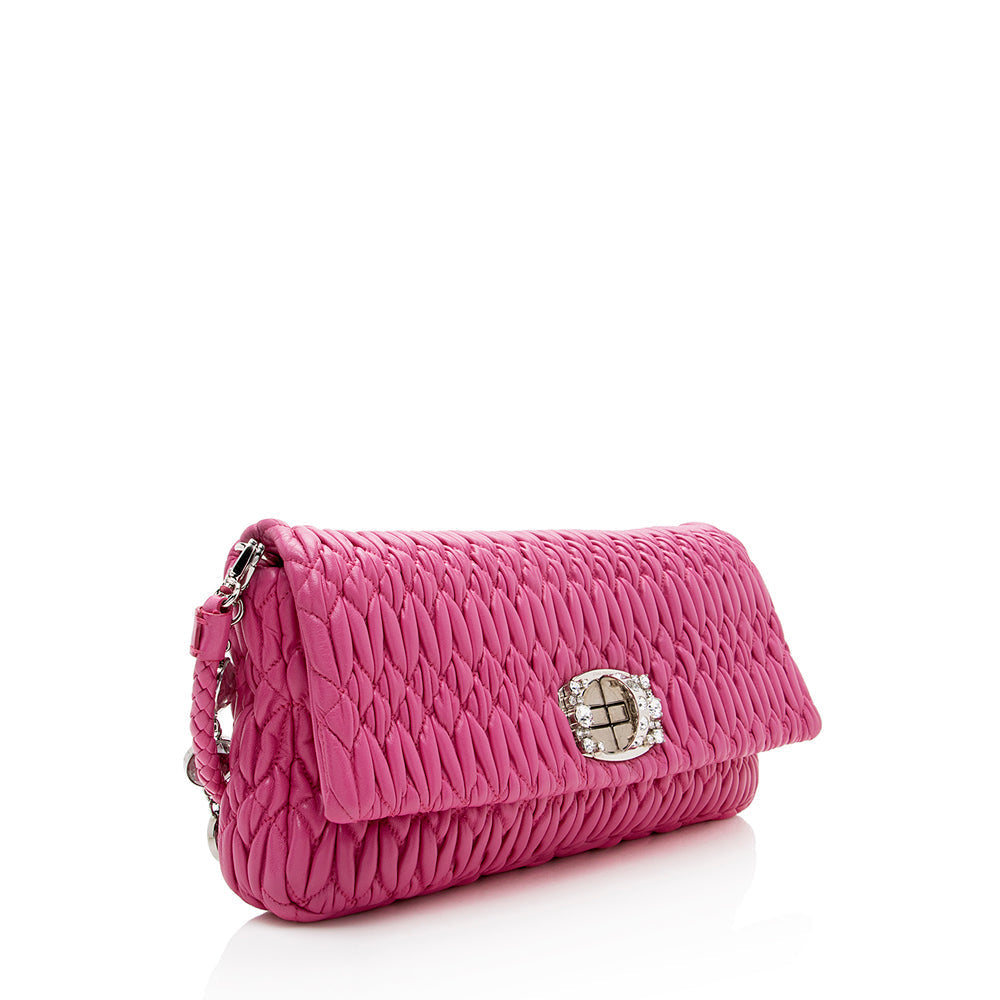 Miu Miu Matelasse Crystal Flap Shoulder Bag (SHF-17809)