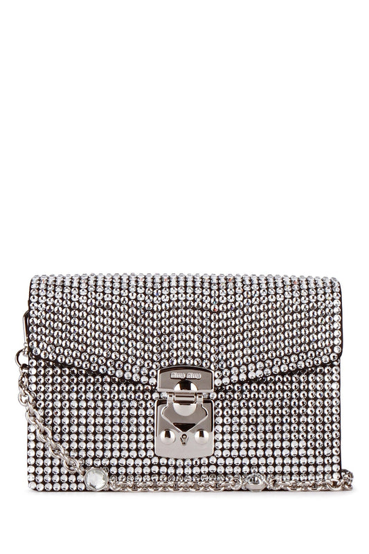Miu Miu Embellished Foldover Top Shoulder Bag