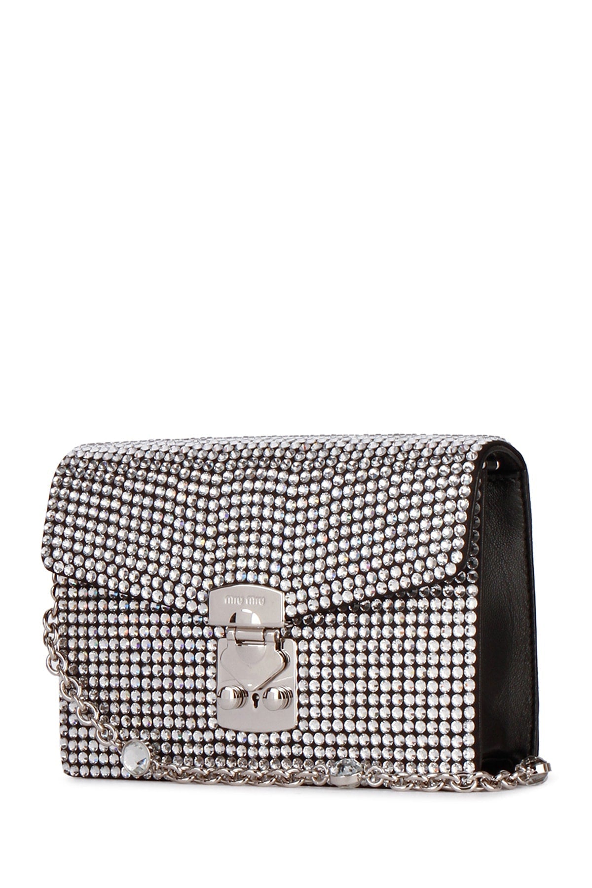 Miu Miu Embellished Foldover Top Shoulder Bag
