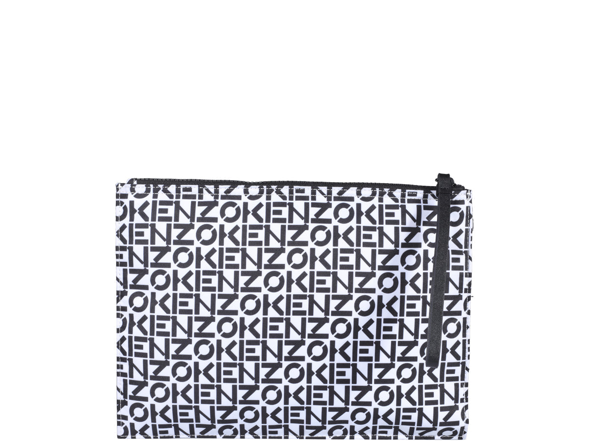 Kenzo Allover Logo Printed Zipped Large Clutch Bag