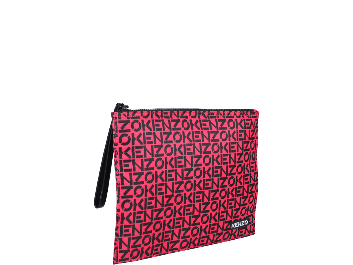 Kenzo Allover Logo Printed Zipped Large Clutch Bag