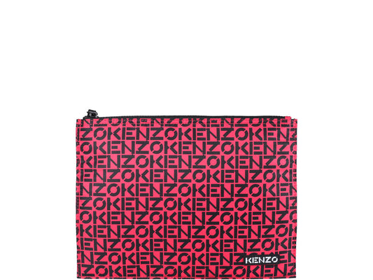 Kenzo Allover Logo Printed Zipped Large Clutch Bag