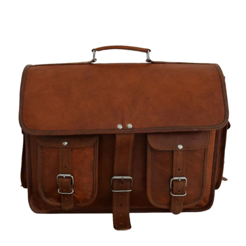 Chestnut Classic Leather Messenger Bag