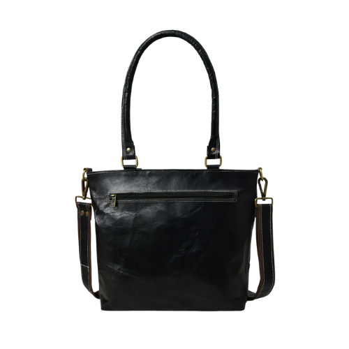 Noir Classic Dual Strap Leather Tote