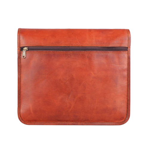 Rust Brown Leather Crossbody Satchel Bag