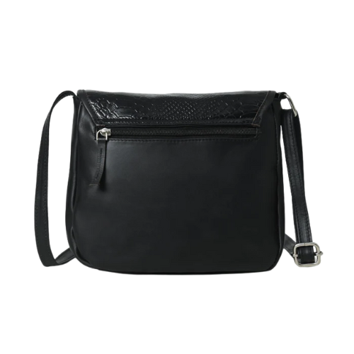 Sleek Black Faux Leather Crossbody Bag