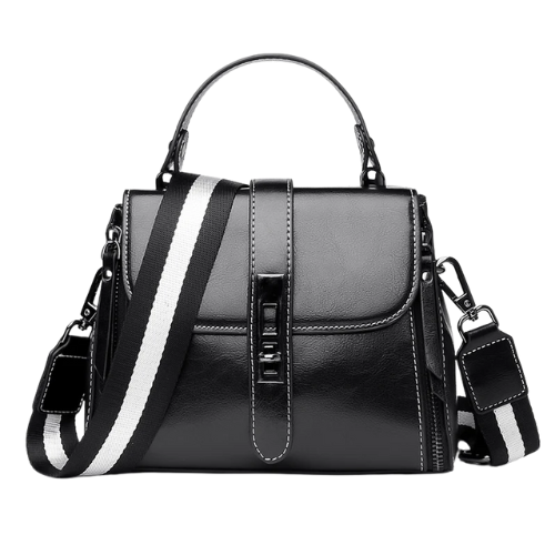 Chic Black Faux Leather Satchel