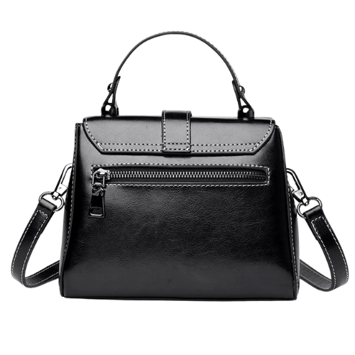 Chic Black Faux Leather Satchel