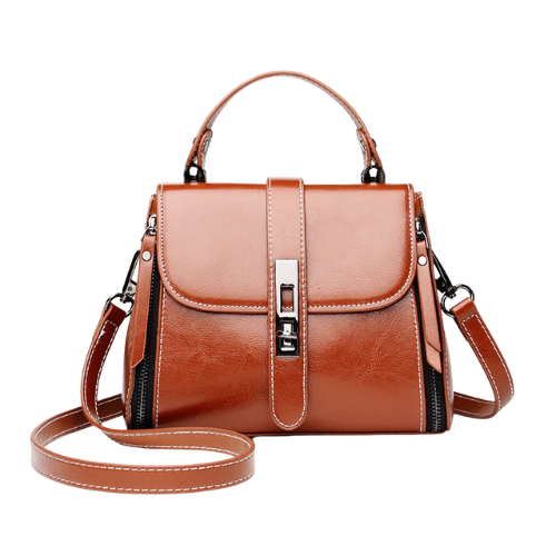 Elegant Brown Faux Leather Satchel