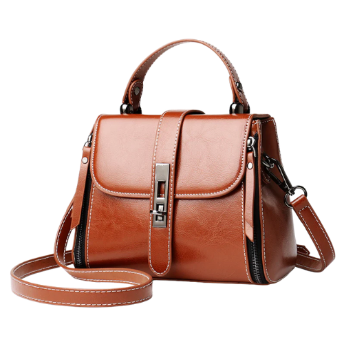 Elegant Brown Faux Leather Satchel