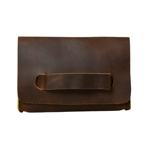 Minimalist Brown Leather Clutch