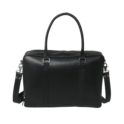Sleek Black Leather Office Tote