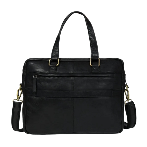 Sleek Black Leather Office Tote