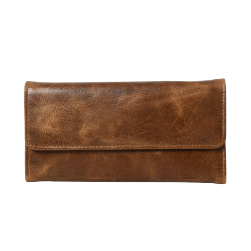Classic Brown Vintage Leather Clutch Wallet
